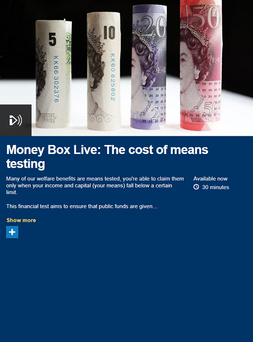 Money Box Live: the Cost of Means Testing – BBC Radio 4